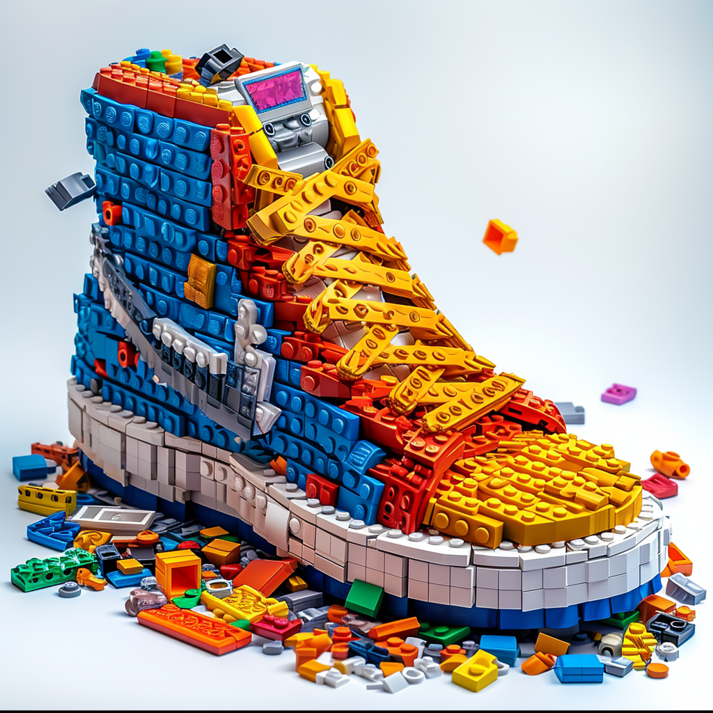 Lego shoe made with blocks