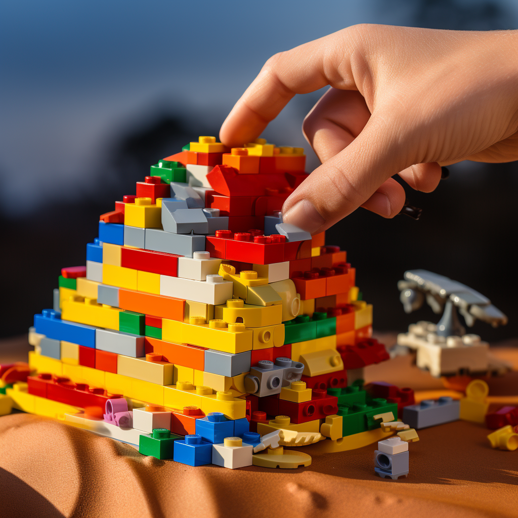 Hand building Lego structure