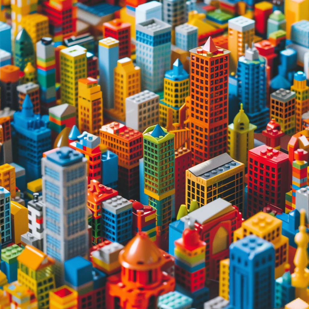 Lego cityscape aerial view abstract