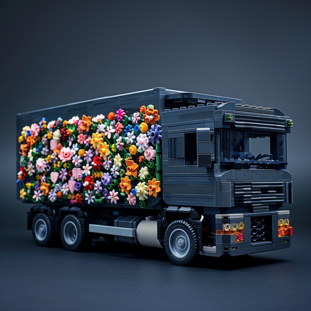 Dark Truck Model with Flowers