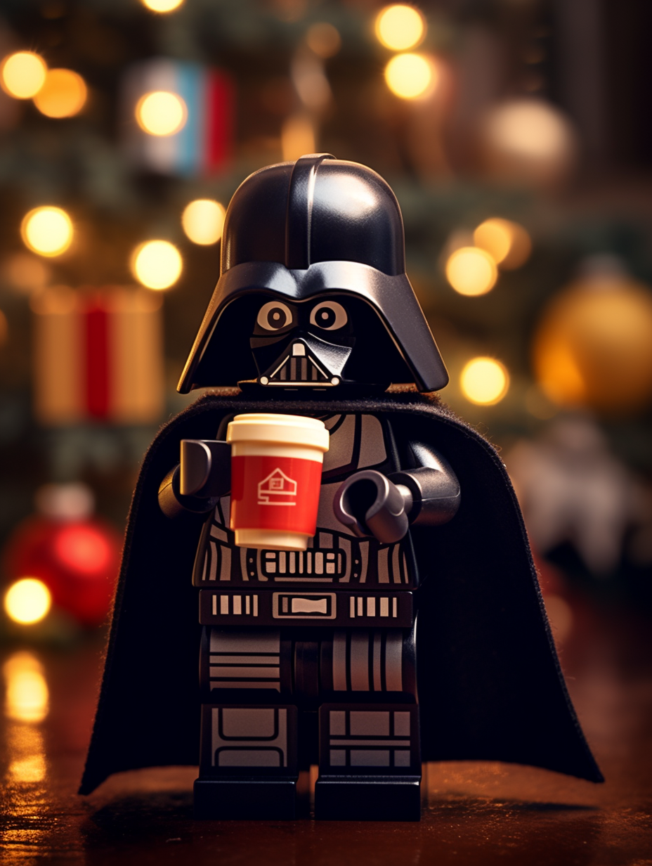 Lego Darth Vader Cup Coffee Christmas Jumper Background