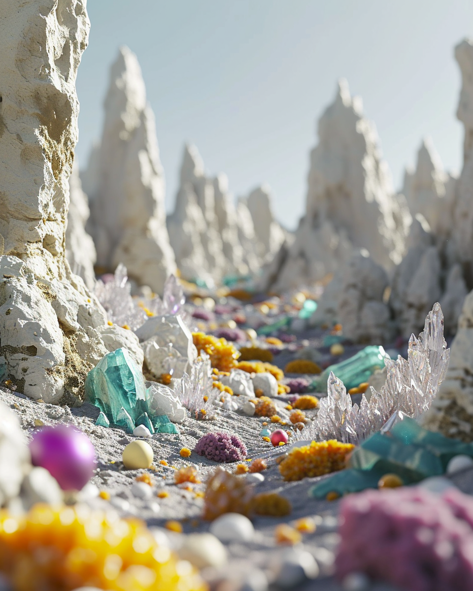 Lego landscape with surreal natural elements