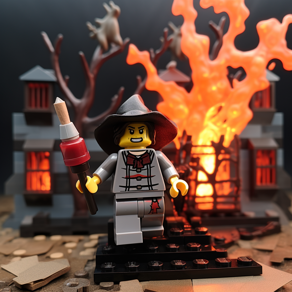 Burning witch in Lego playset