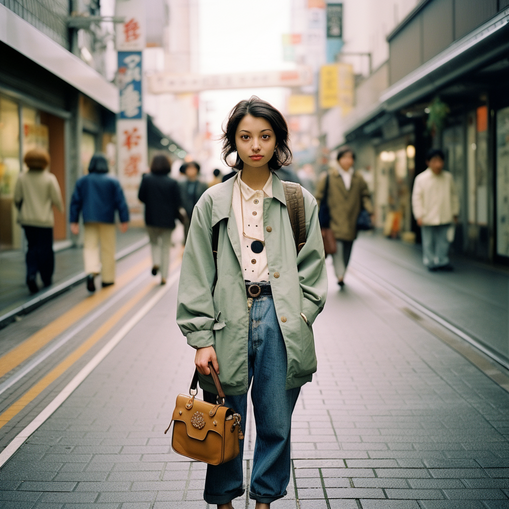 Gloomy street snap of a celt ethnic woman in Japan