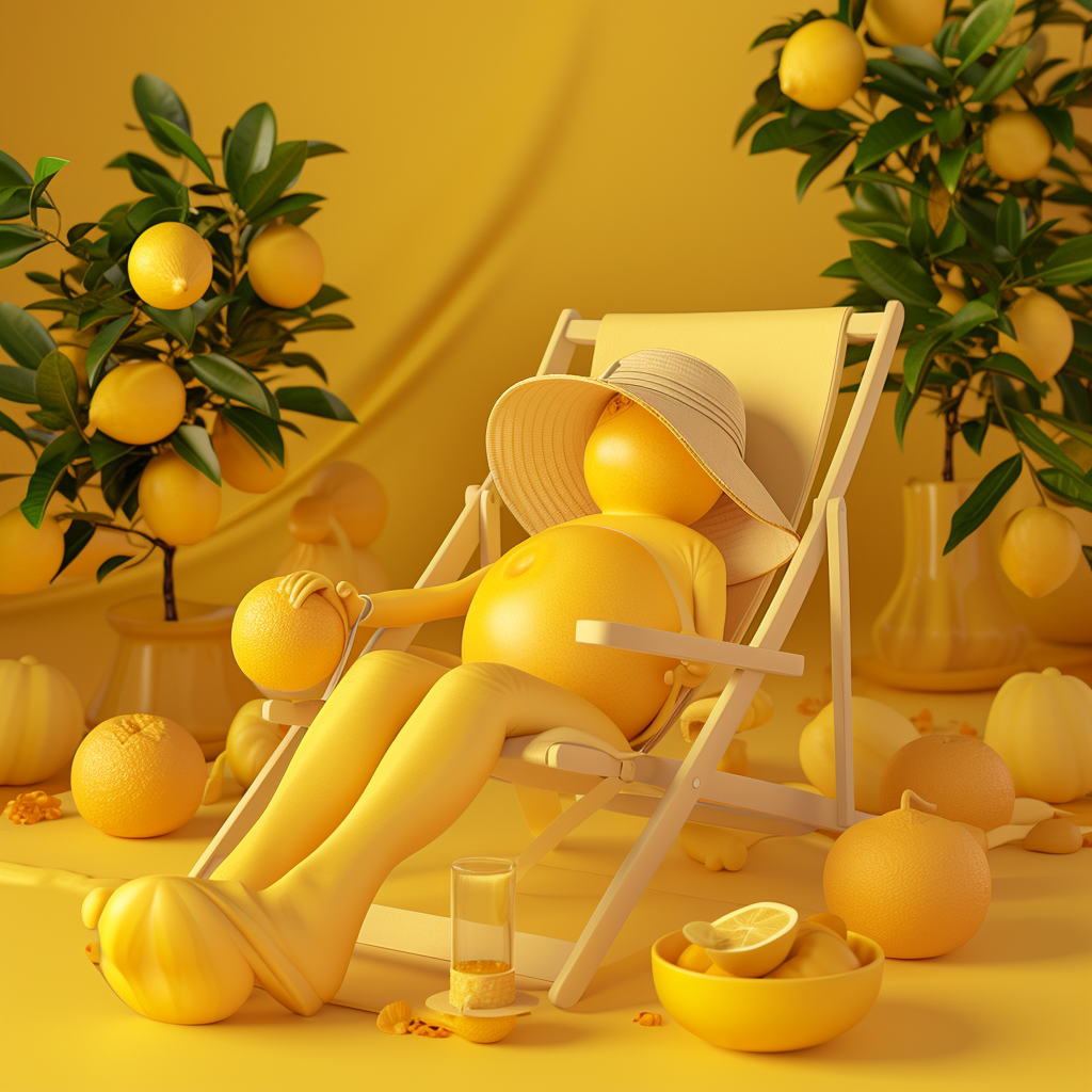 Lemon in Yellow Beach Chair