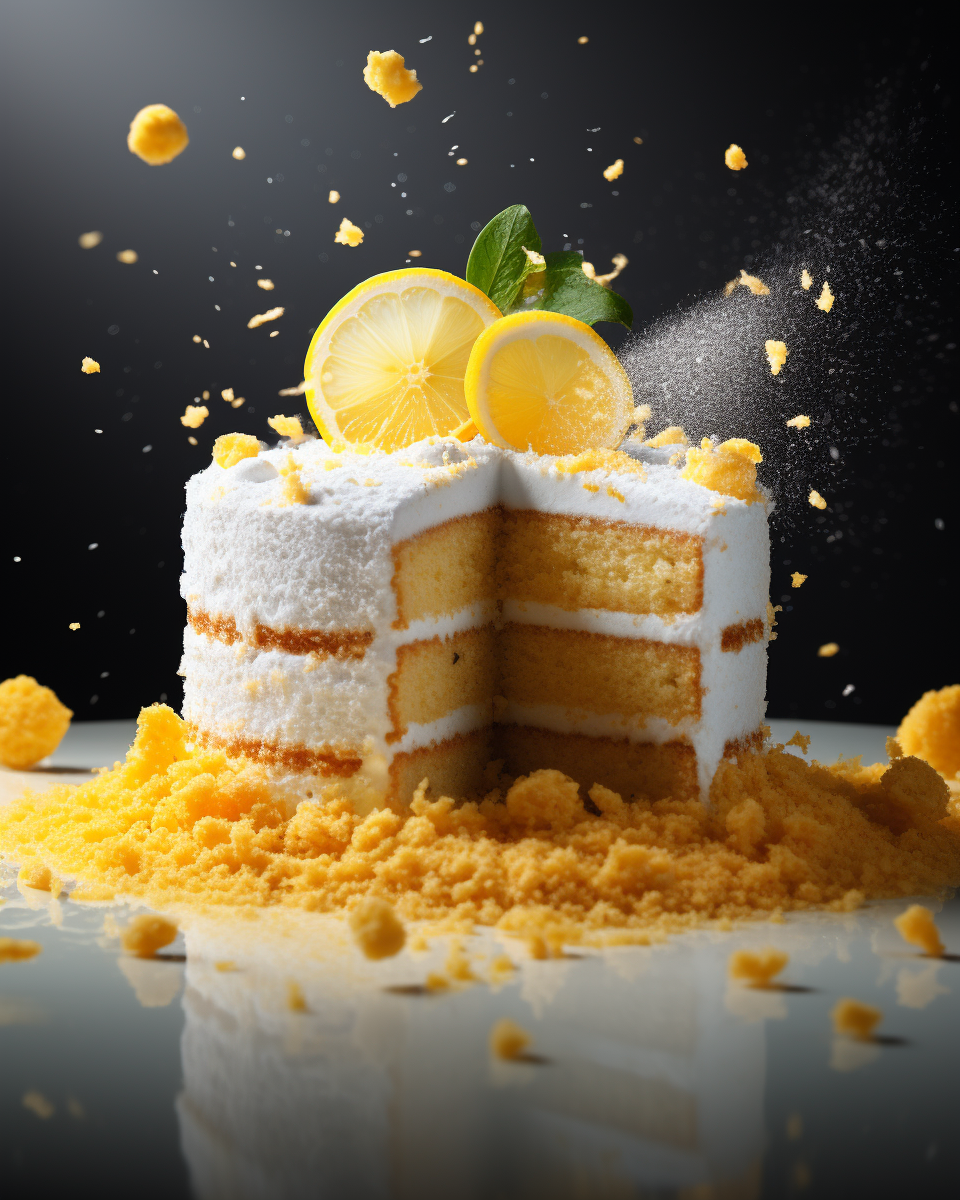 Scrumptious lemon cake with surrealistic charm