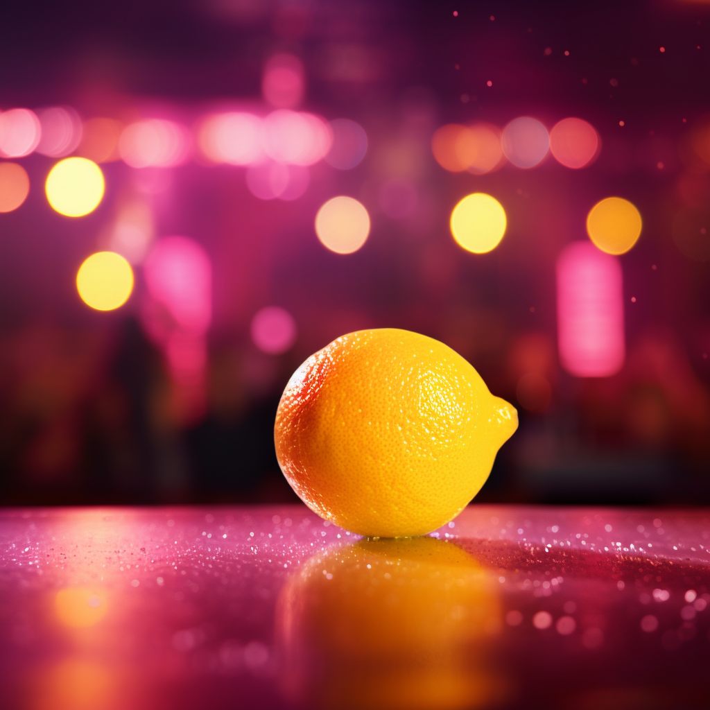 Vibrant lemon in club with blurred background