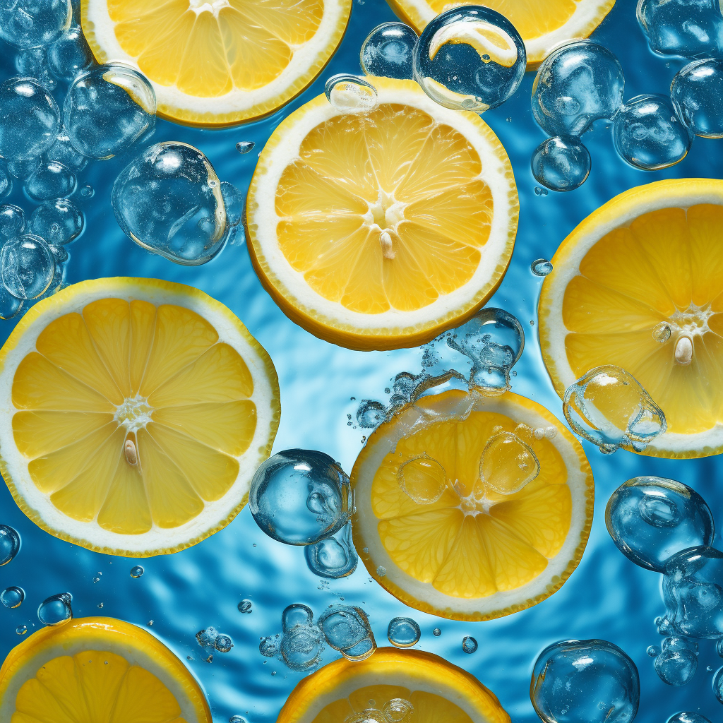 Slices of refreshing lemon in water