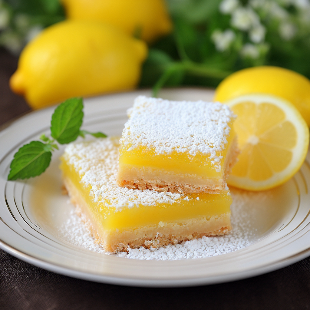 Lemon Squares with Cream Topping