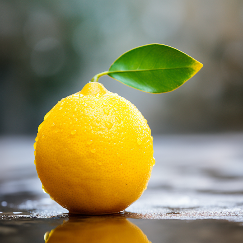 Vibrant lemon on blurry background