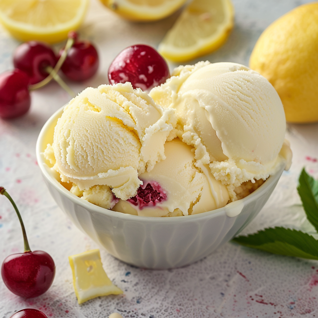 Sweet Lemon Cherry Gelato Dessert