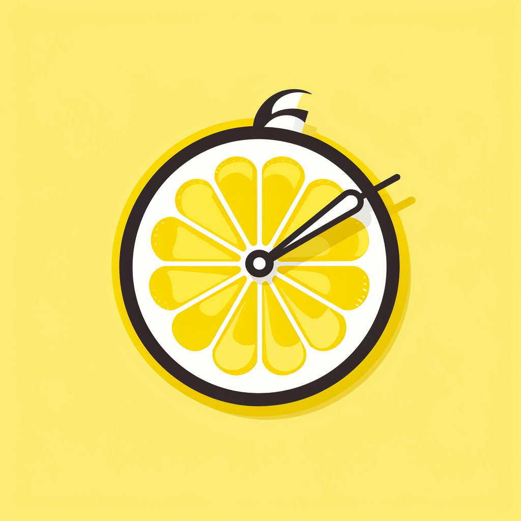 Retro clock logo with lemon slice