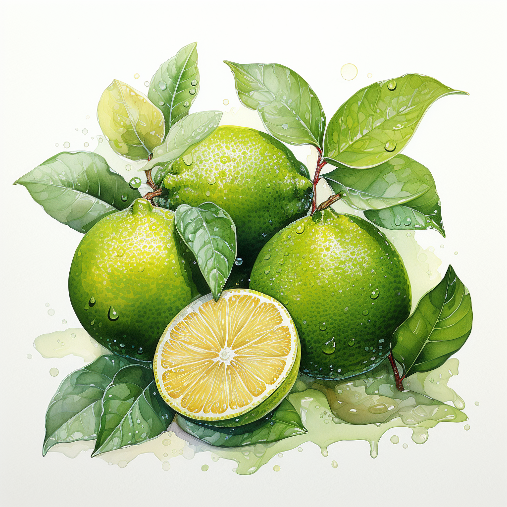 Lemons and Lime Fruit on White Background