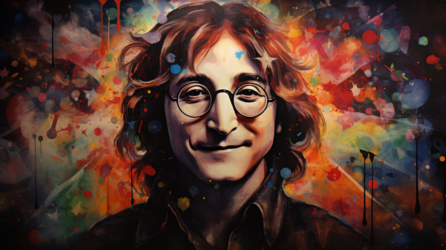 John Lennon in star glass smiling