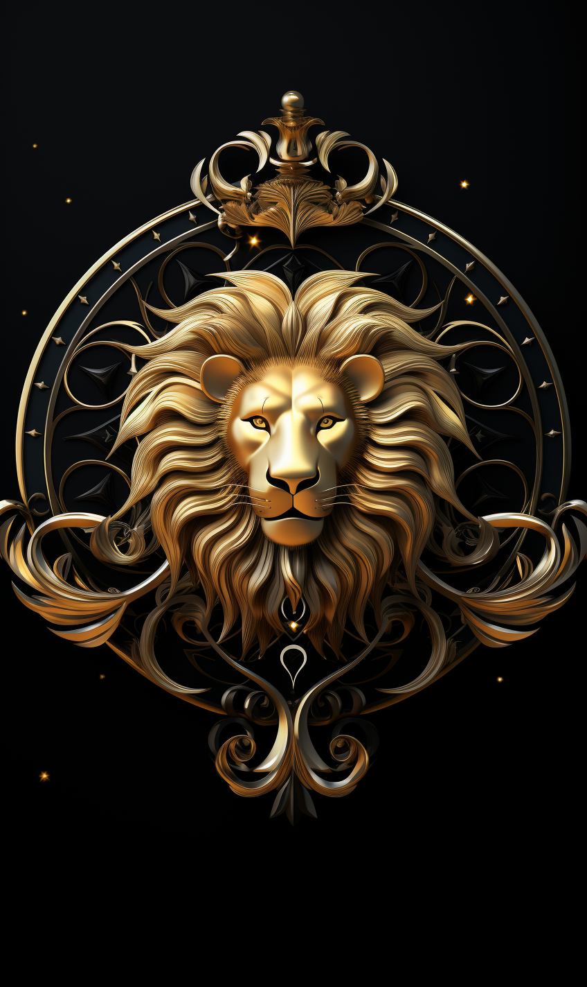 Leo astrology symbol on black background