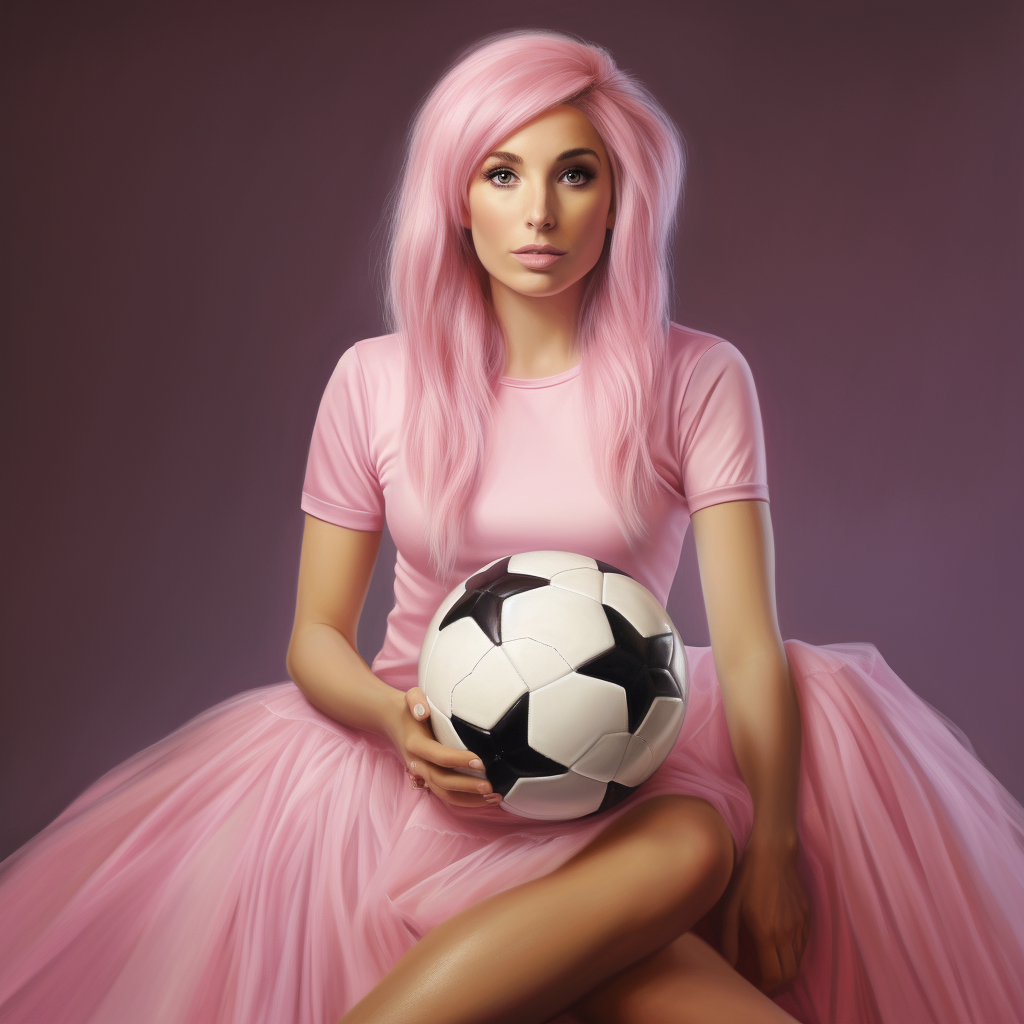 Messi in pink ballet dress with football