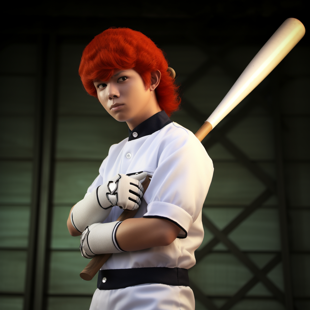 Leon Kuwata in 70's baseball uniform