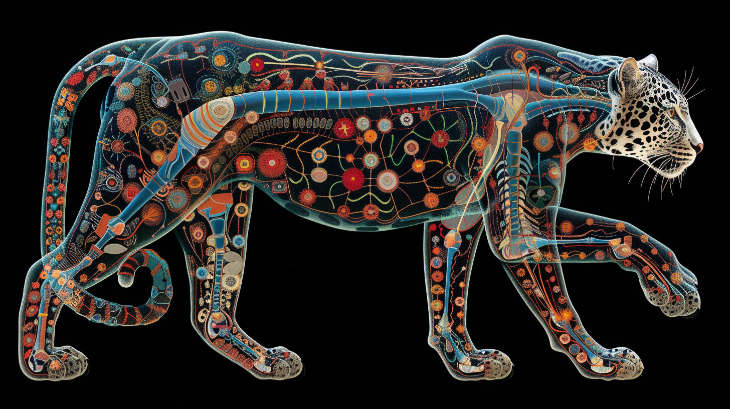 Detailed Anatomy of Leopard-Ape Creature