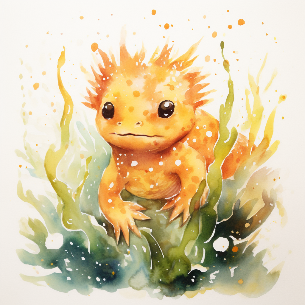 Leopard Copper Axolotl Watercolor