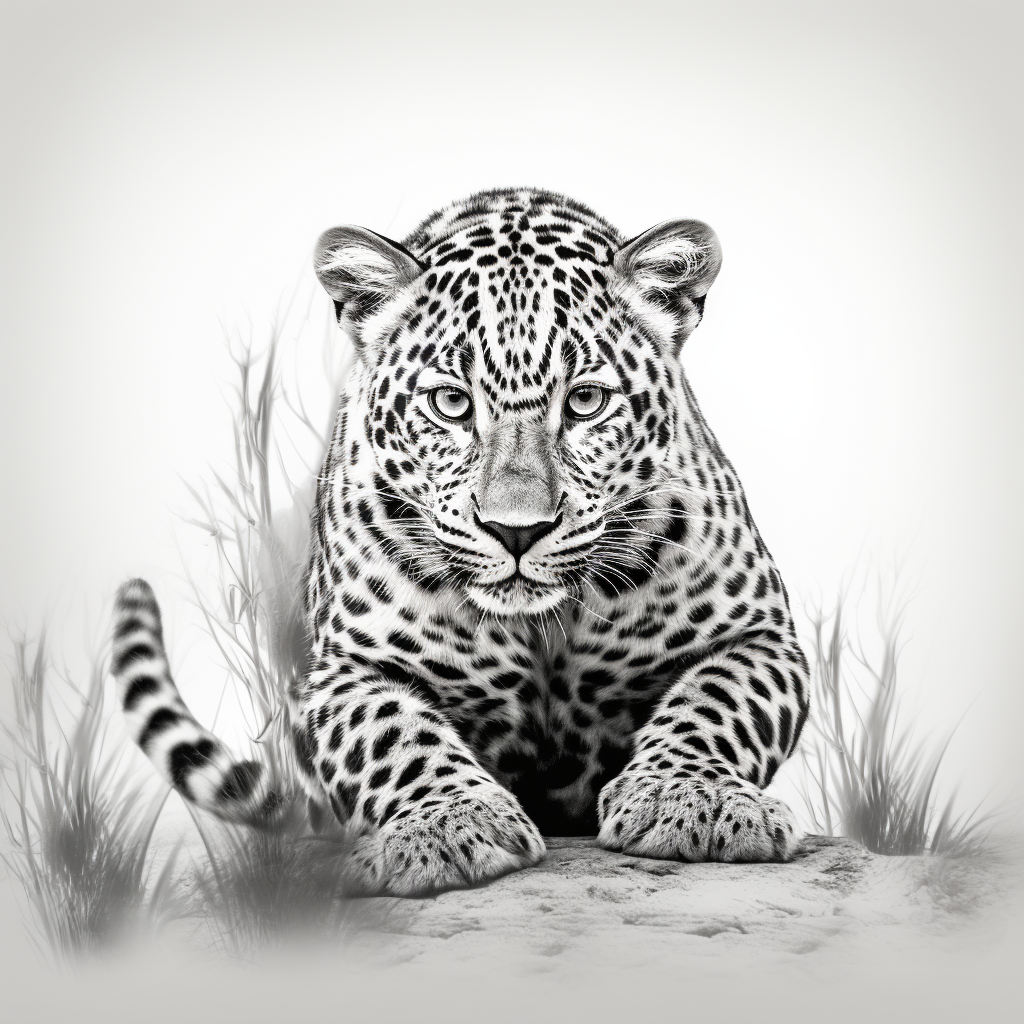 Leopard in Misty Realistic Monochrome