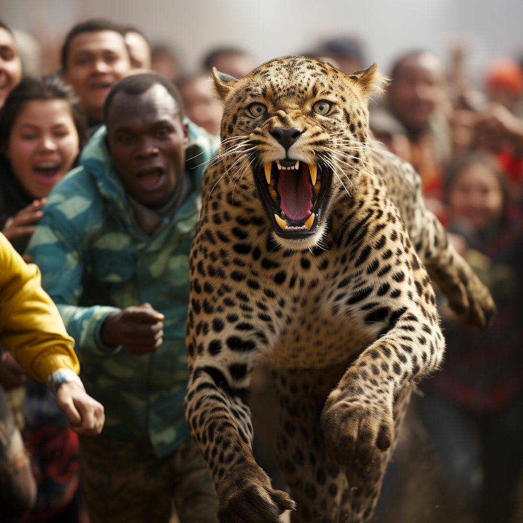 Leopard watching Usain Bolt's 100m Olympic run