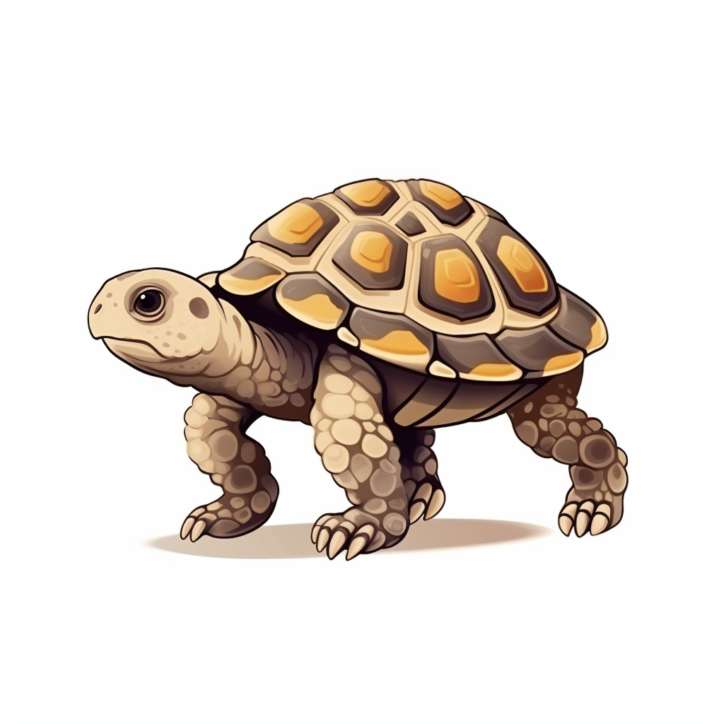 Cute leopard tortoise cartoon on white background