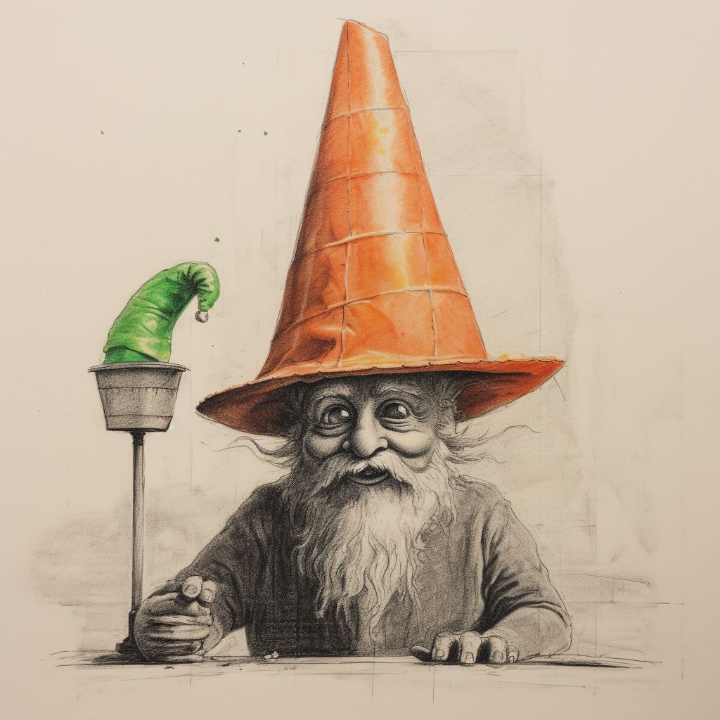 Leprechaun with Traffic Cone - Sketch