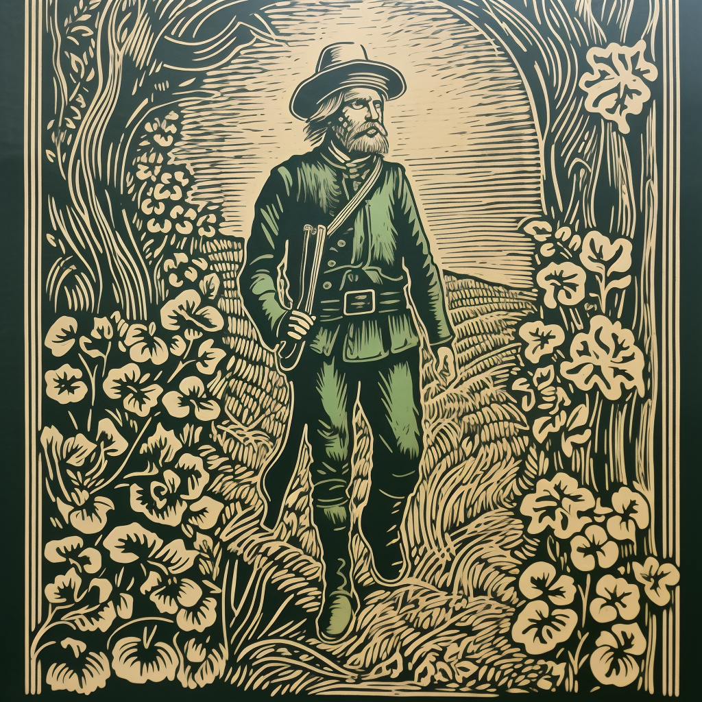 Leprechaun Scout Woodcut Print