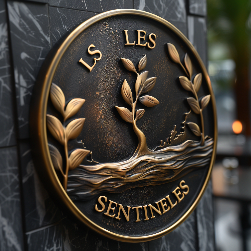 Gold metal logo Les Sentinelles