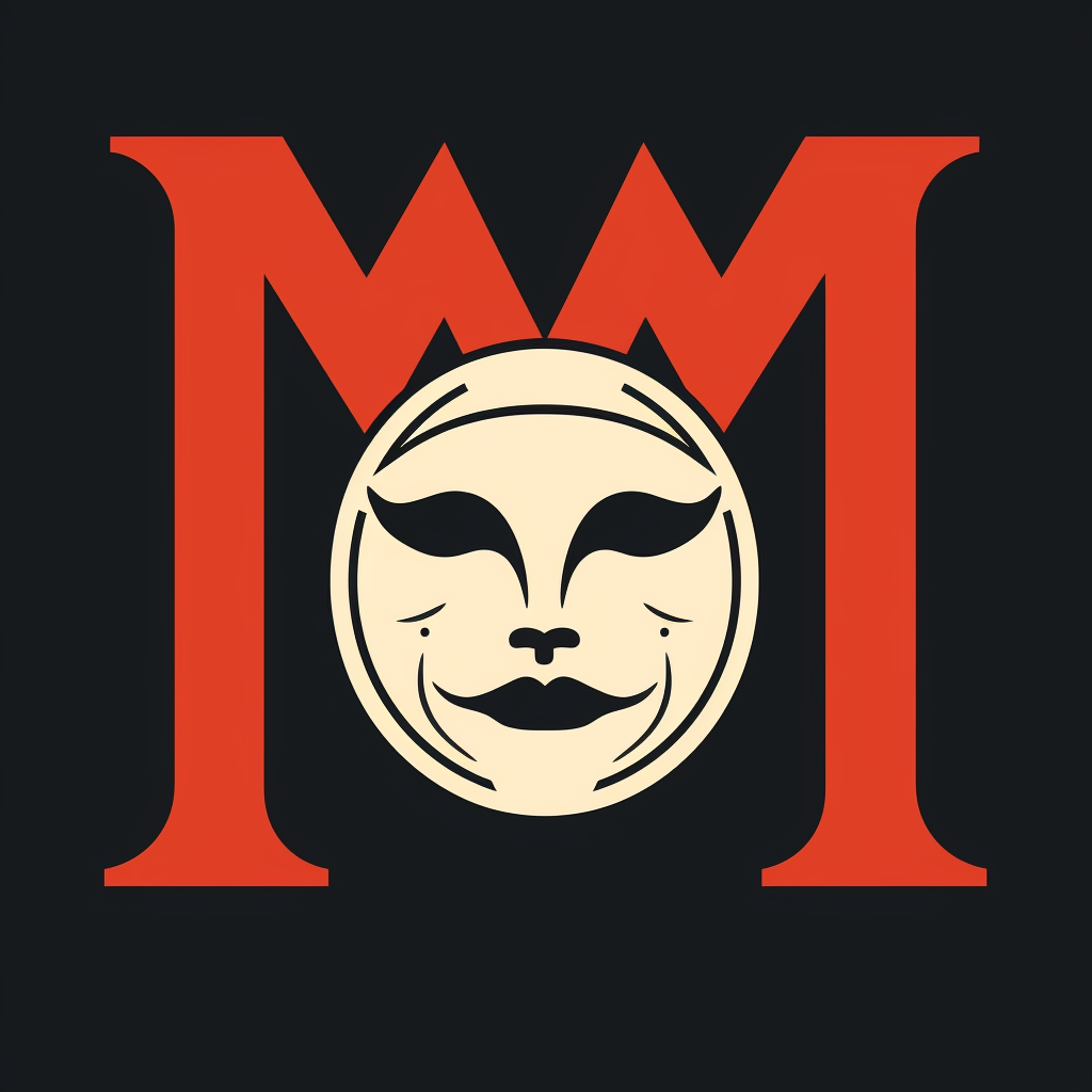 Letter M Comedy Tragedy Mask Logo Image