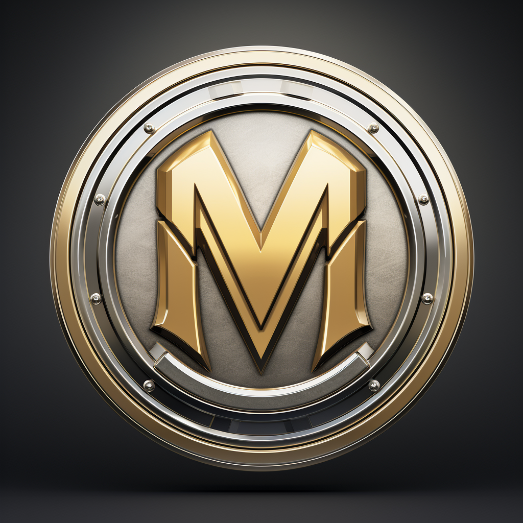 M Trident Round Automotive Logo Gold Silver