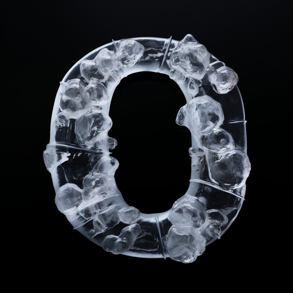 Black-and-white letter O in ice