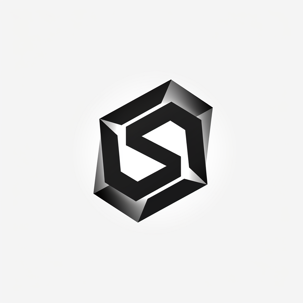 Simple Black and White Hexagonal Arrow Logo