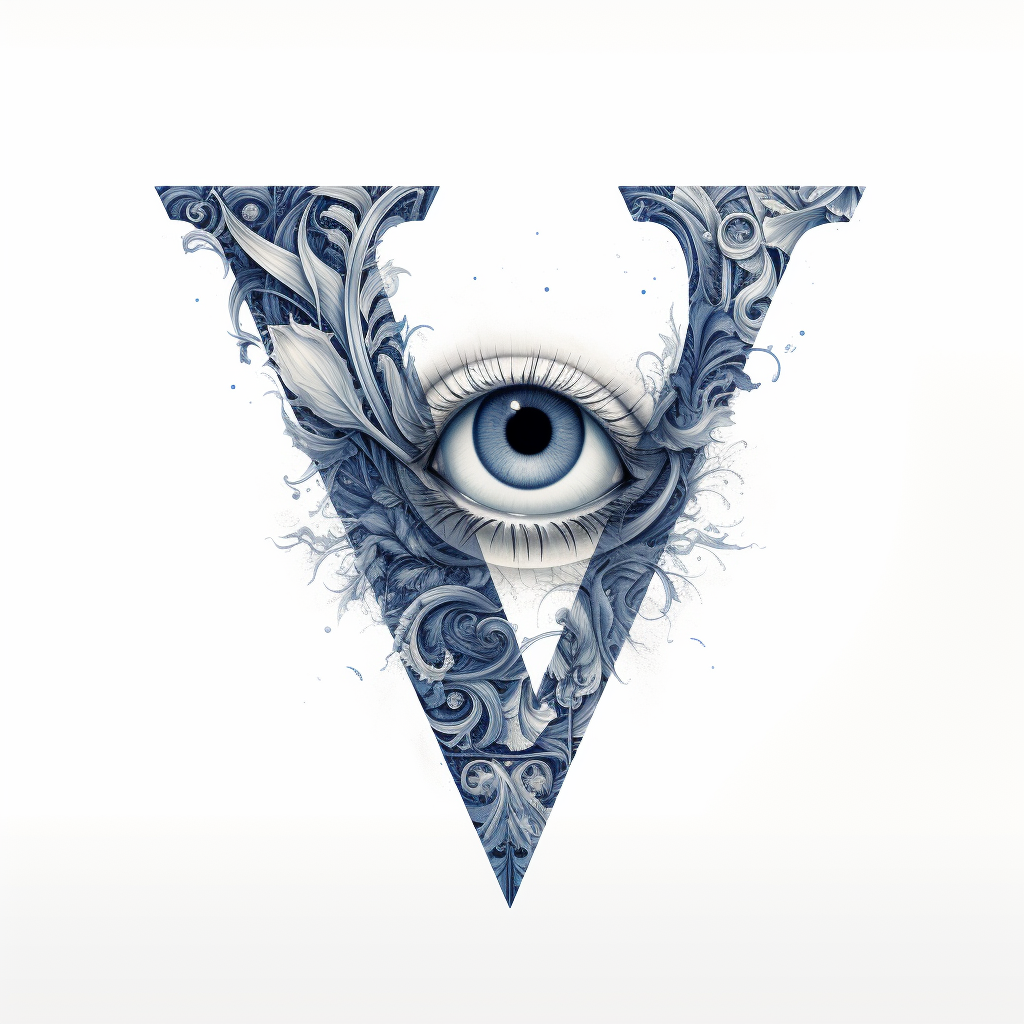 Visionary letter V with eye