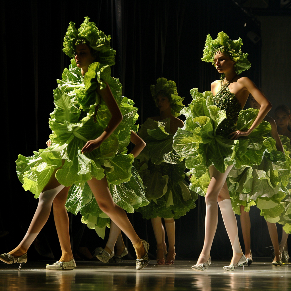 Couture fashion show lettuce outfits