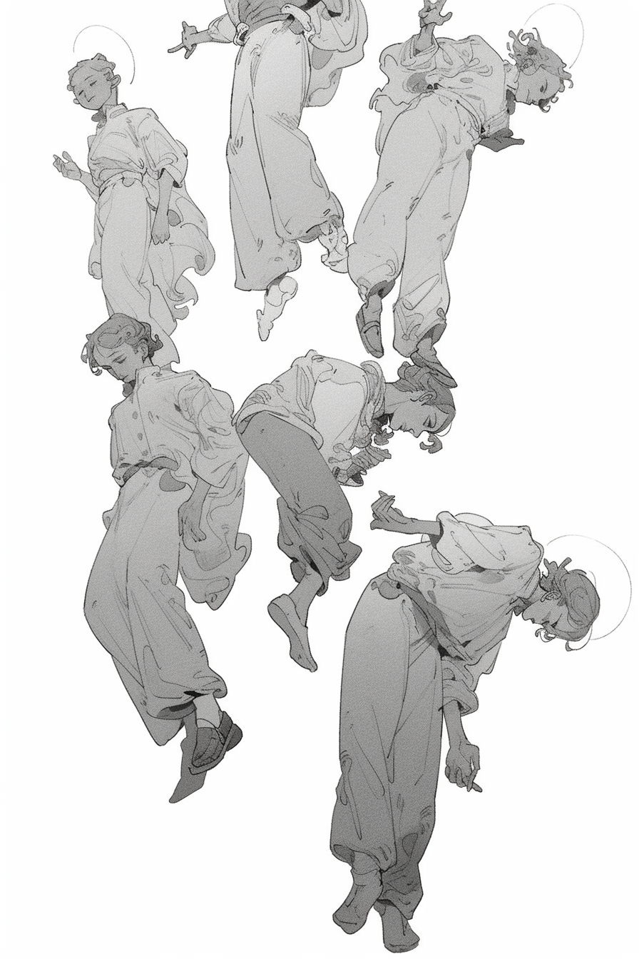 Levitating people group illustration