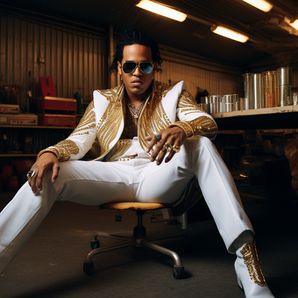 Lewis Hamilton dressed as Elvis Presley