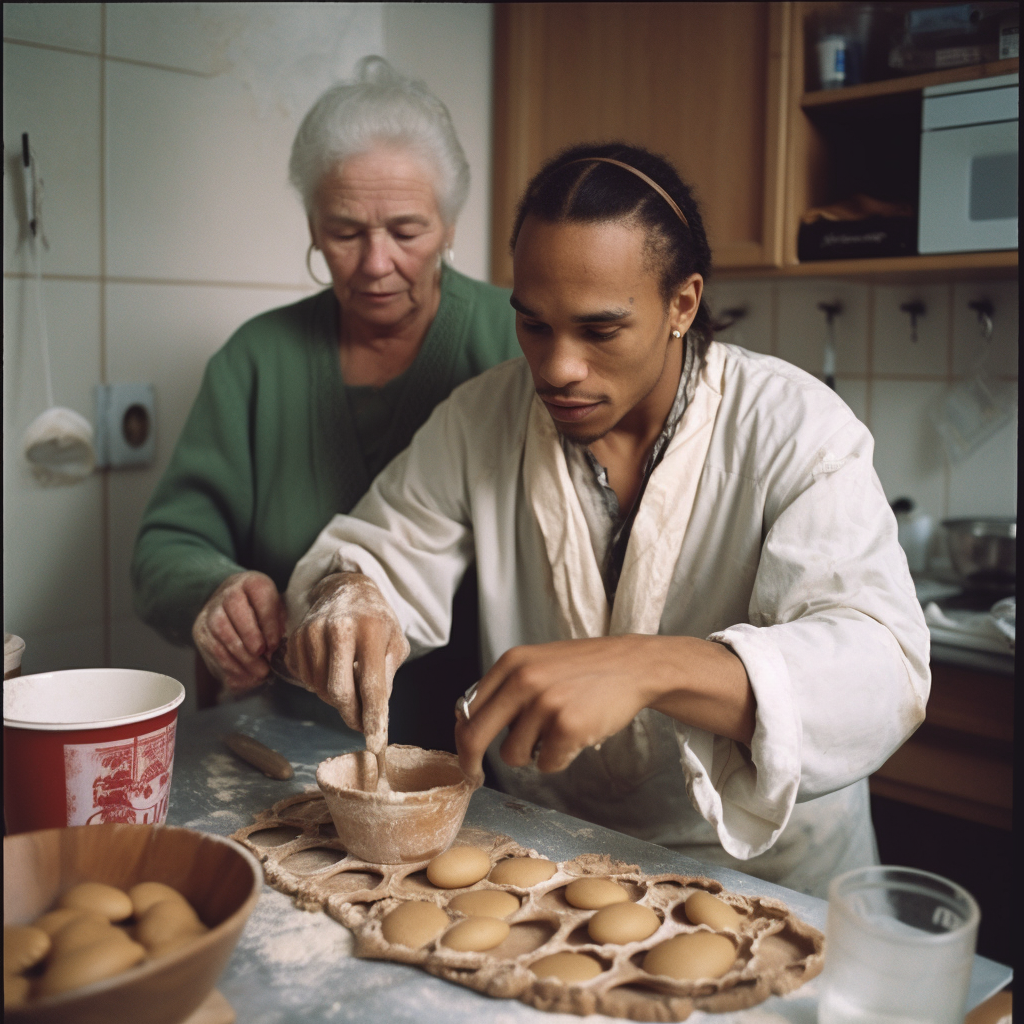 Lewis Hamilton with Polish Grandmother Making Dumplings