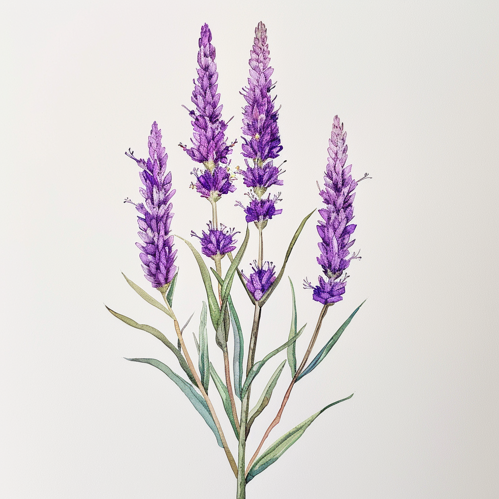 Liatris Spicata Watercolour Illustration Art