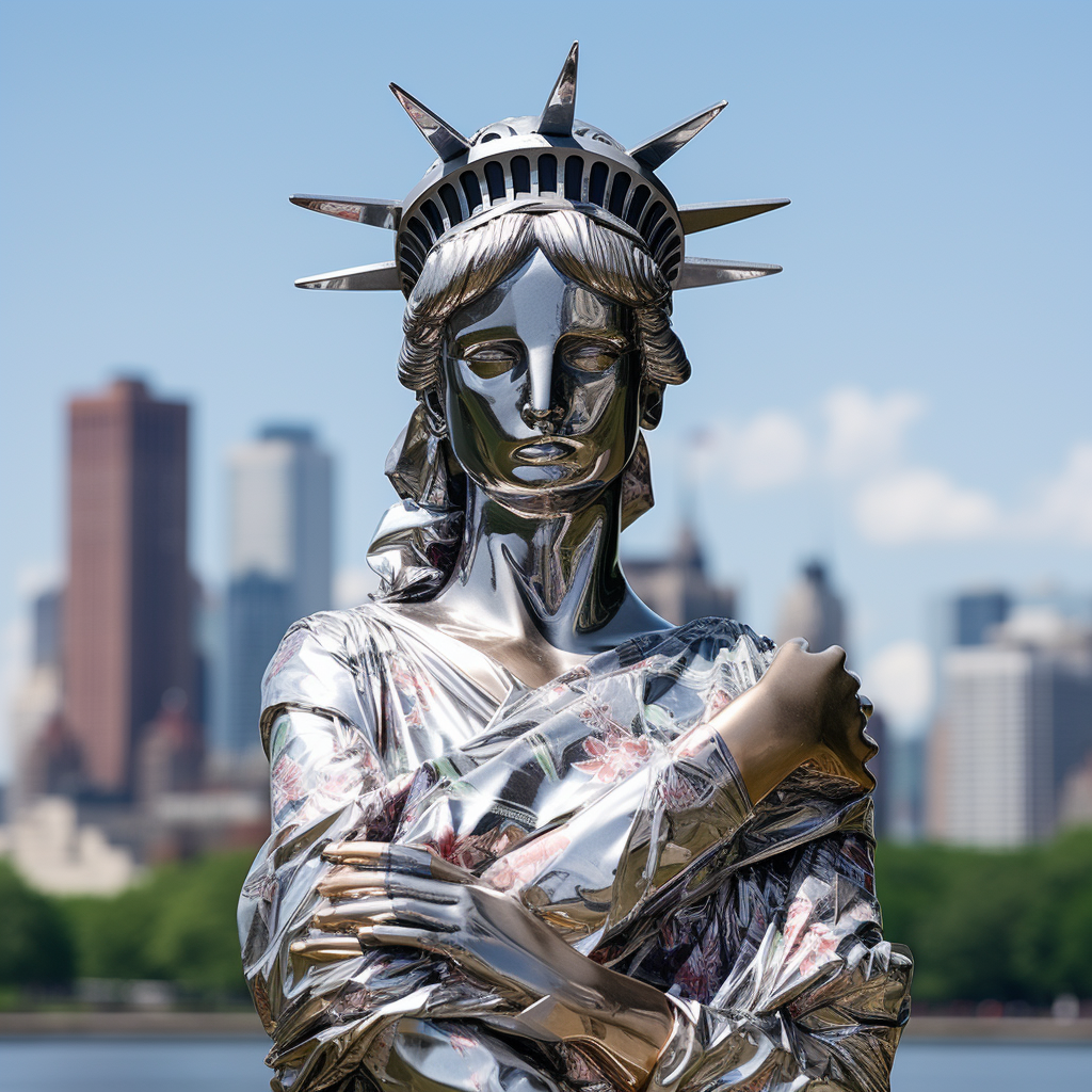 Statue of Liberty Wrapped in Gift Paper