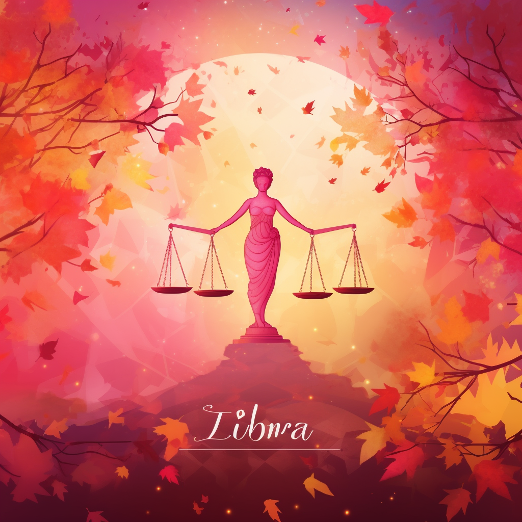 Libra Zodiac Sign with Autumn Leaves