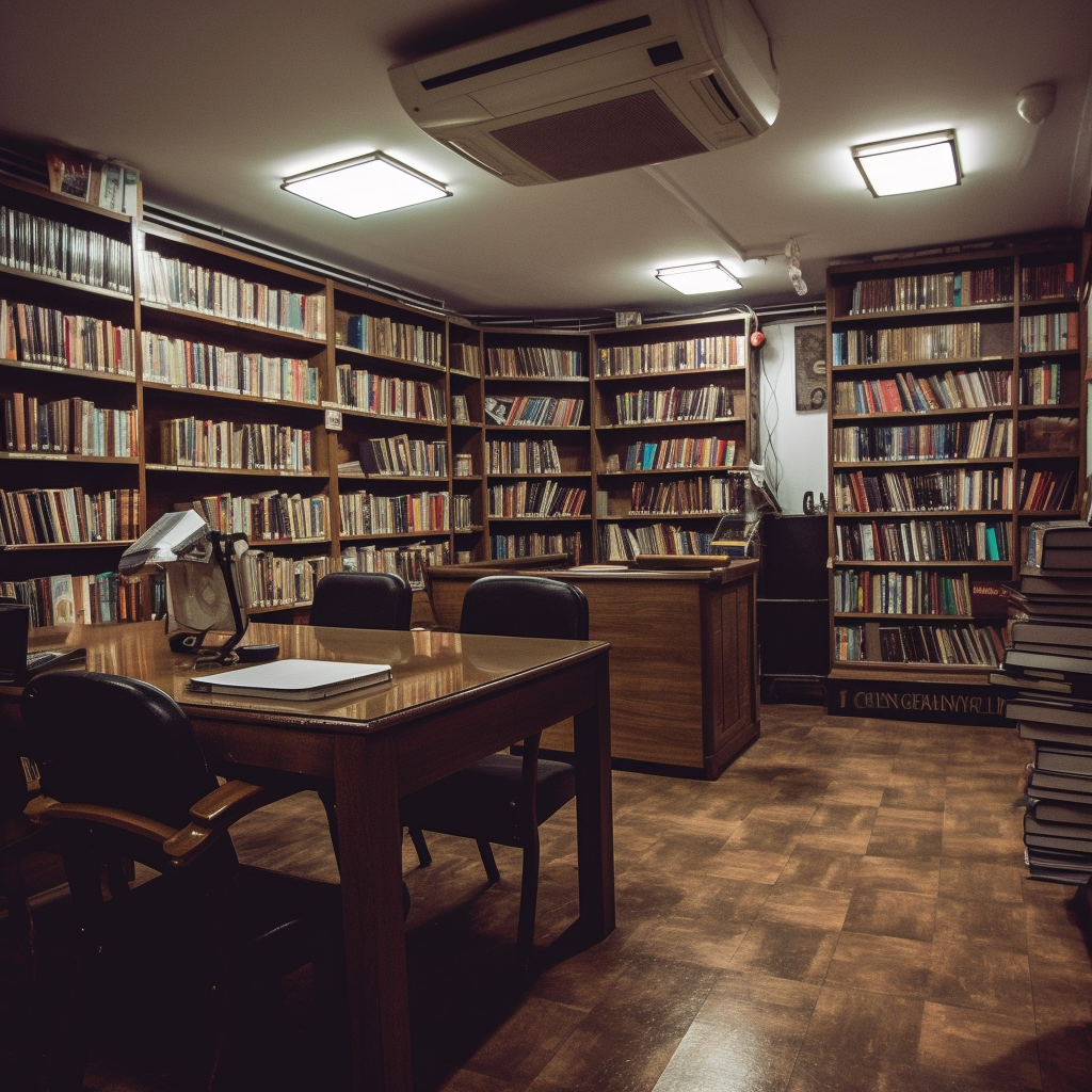 Cozy library interior with books