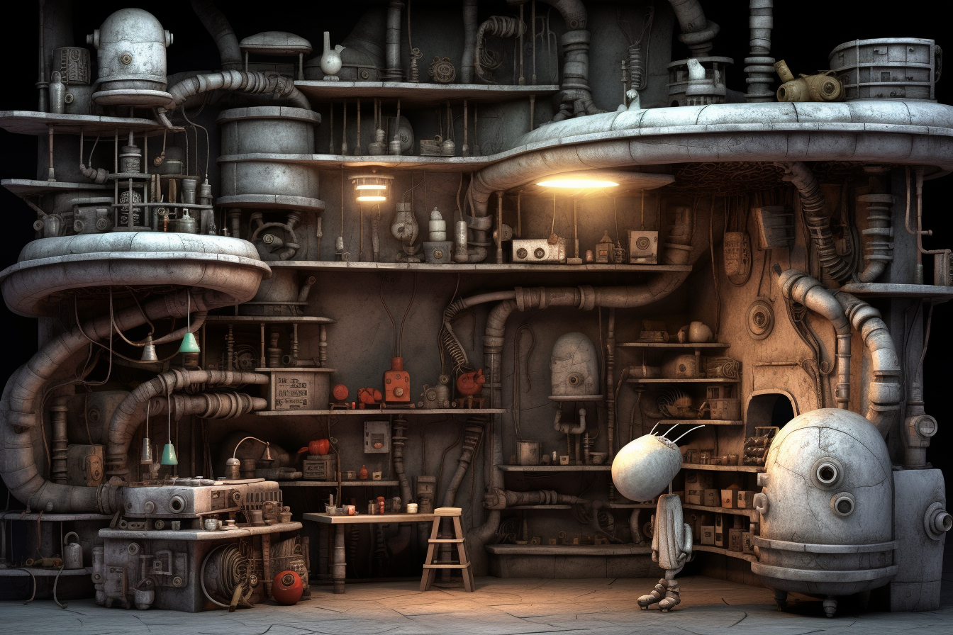 Library Clay Art Render in Machinarium Style