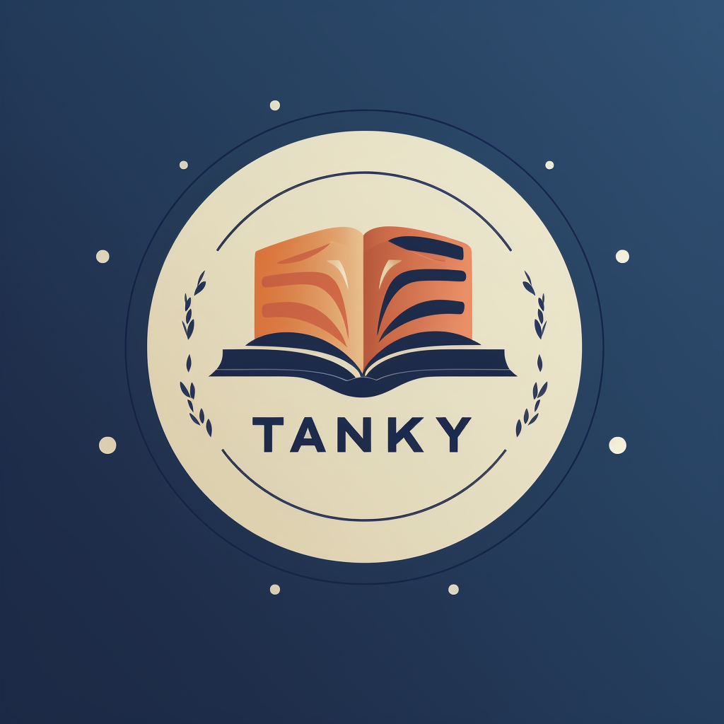 Round logo for library with book