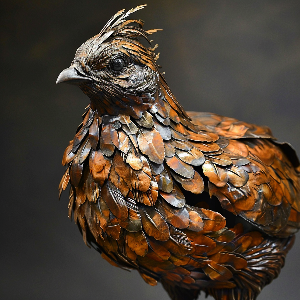 Stunning Ruffed Grouse Steel Sculpture