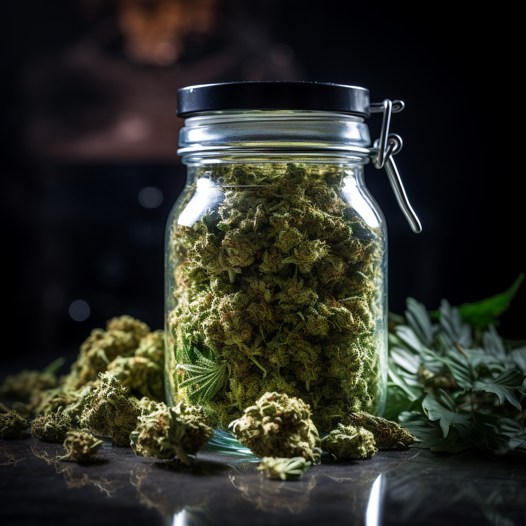 Lifestyle marijuana in small jar