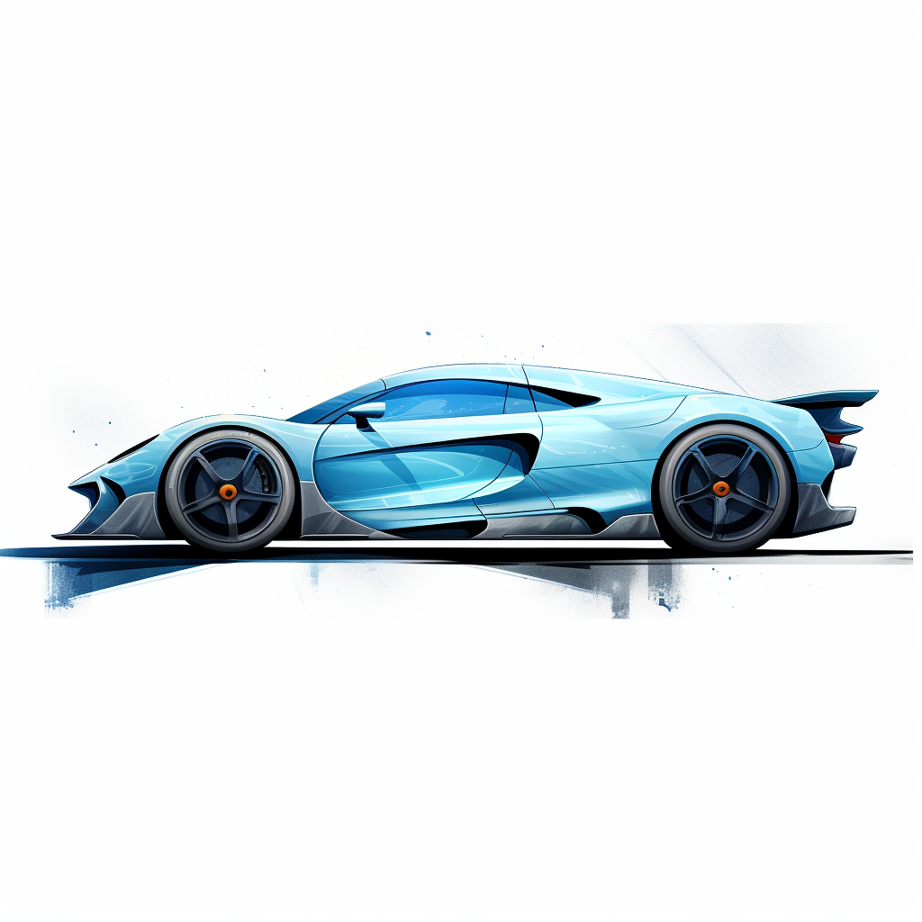 Side view of exquisite light blue hypercar