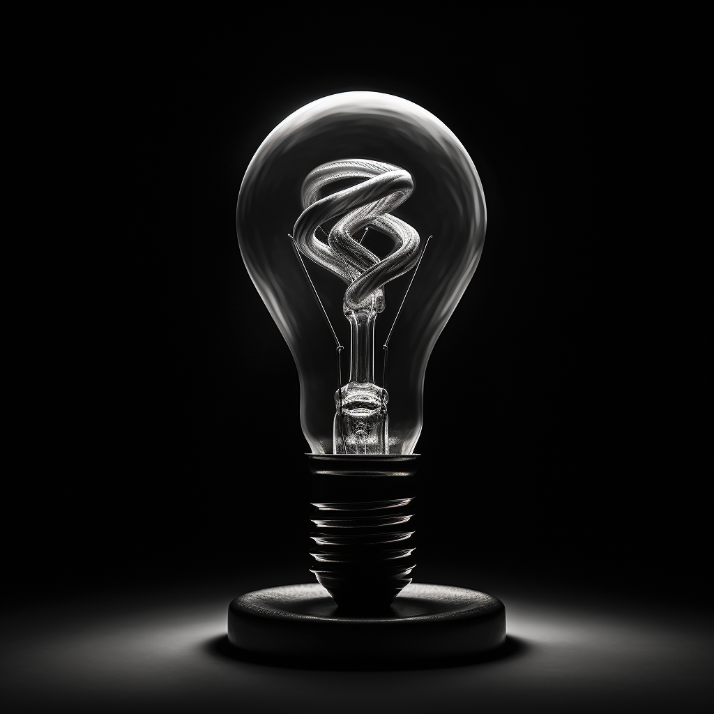 Black and white light bulb sculpture