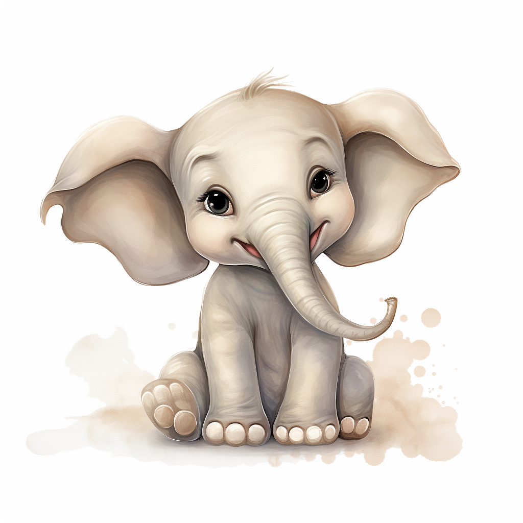 Cute neutral elephant clipart for babies