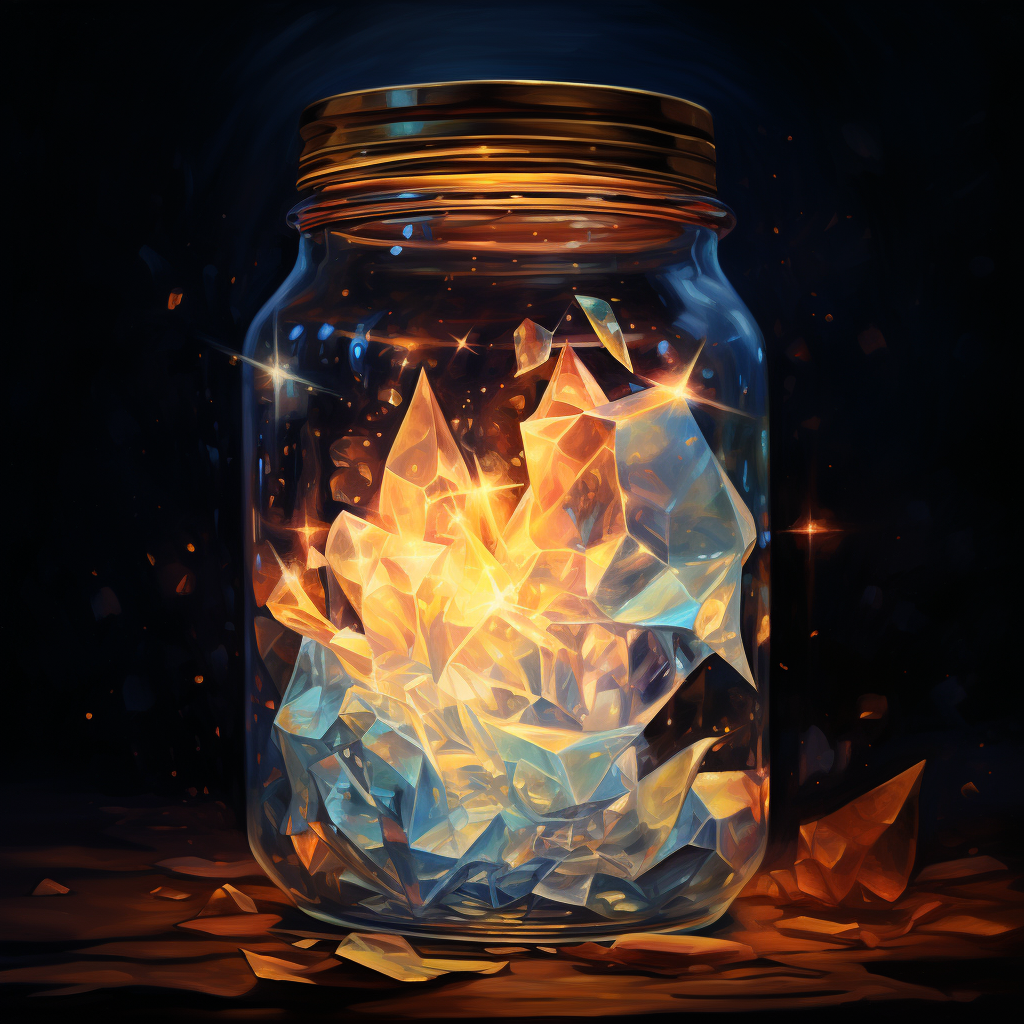 Shards of light in jar